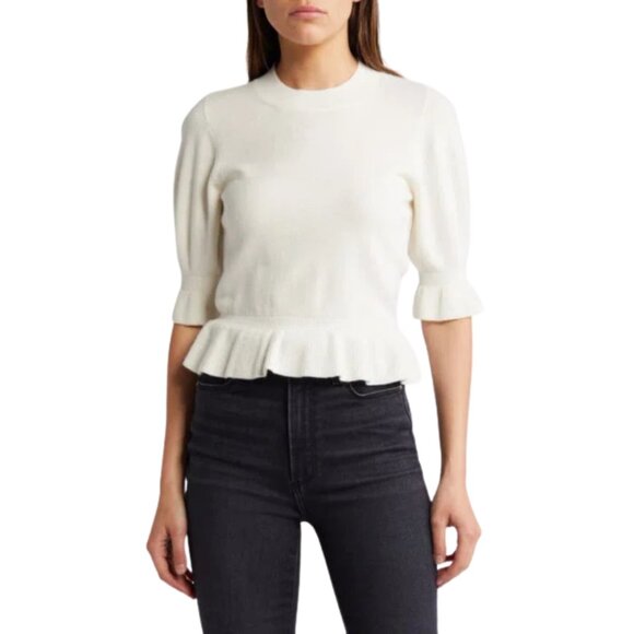 Paige Sabelina Merino Wool Cashmere Sweater Pullover Women's Medium* Ivory NWOT - Picture 1 of 13
